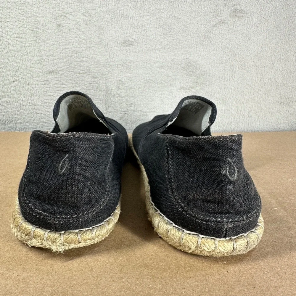 Olukai Kaula Pa'a Kapa Slip On Womens 9.5 Black Canvas Espadrille Flats 20449